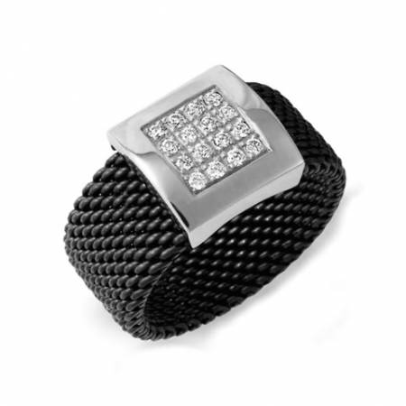 Brillantring Milanaise schwarz, 34792