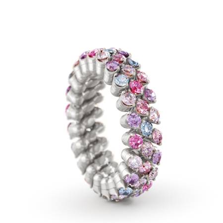 RMS 3F2 WG VS, Ring Multisize, 3 Reihen, Weißgold, violette Saphire 0,02 ct
