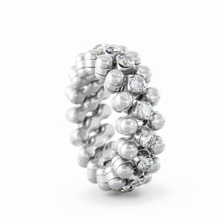 RMS 3M7 WG WD, Ring Multigrösse, 3 Reihen, Weissgold, Weisse Diamanten 0,07 ct