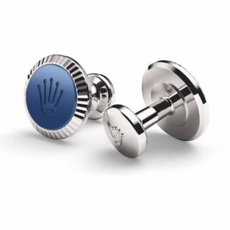 Rolex Manschettenknöpfe geriffelt blau, WG, A1039BLUE