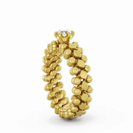 RMS SL WD 030 3N2 YG, Multisize Ring UNICO Gelbgold, Solitär Weiße Diamanten 0.30 ct, 3 Reihen
