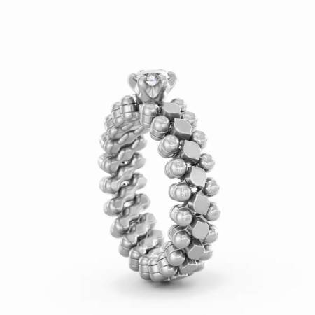 RMS SL WD 030 3N2 WG, Multisize Ring Weißgold, Solitär Weiße Diamanten 0,30 ct, 3 Reihen