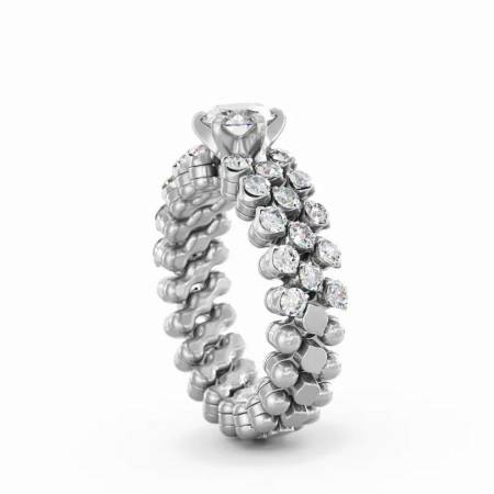 RMS SL WD 050 3H2 WG WD, Multisize Ring UNICO Weißgold, Solitär Weiße Diamanten 0,50 ct, 3 Reihen