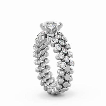 RMS SL WD 075 3H2 WG WD, Multisize Ring Weißgold, Solitär Weiße Diamanten 0,75 ct, 3 Reihen