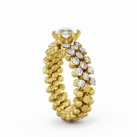  RMS SL WD 075 3H2 YG WD, Multisize Ring Solitär, Weiße Diamanten 0,75 ct, 3 Reihen