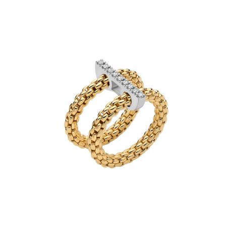74008AX_BB_G_XBX_00M,  Flex’it-Ring mit doppeltem Mesh u. dekorativer Brücke mit Diamantpavé, Gr. M, 0,15 ct