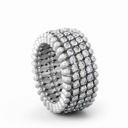 S.RB 5M2 WG WD, Ring Multi-Size, 5-reihig, in der Mitte 2 Steine, Weißgold, weiße Diamanten