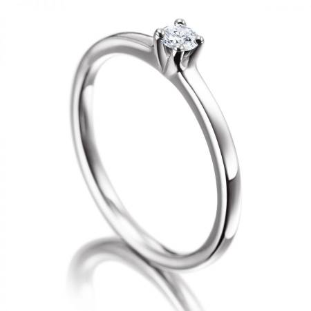 Verlobungsring / Antragsring, Weißgold mit Diamant in Kathedralen-Fassung