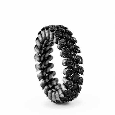  RMS 3F2 BG BD, Multisize Ring, 3 Reihen, schwarze Diamanten 0,02 CT