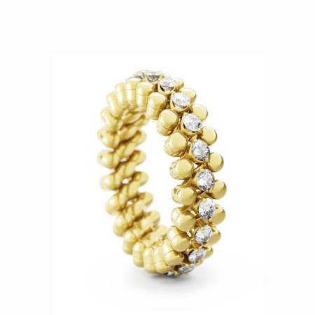 RMS 3M2 YG WD, Ring Multi-Size, 3 Reihen, Gelbgold, weisse Diamanten 0,02 ct