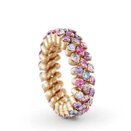 RMS 3F2 RG VS, Ring Multisize, 3 Reihen, Roségold, violette Saphire 0,02 ct
