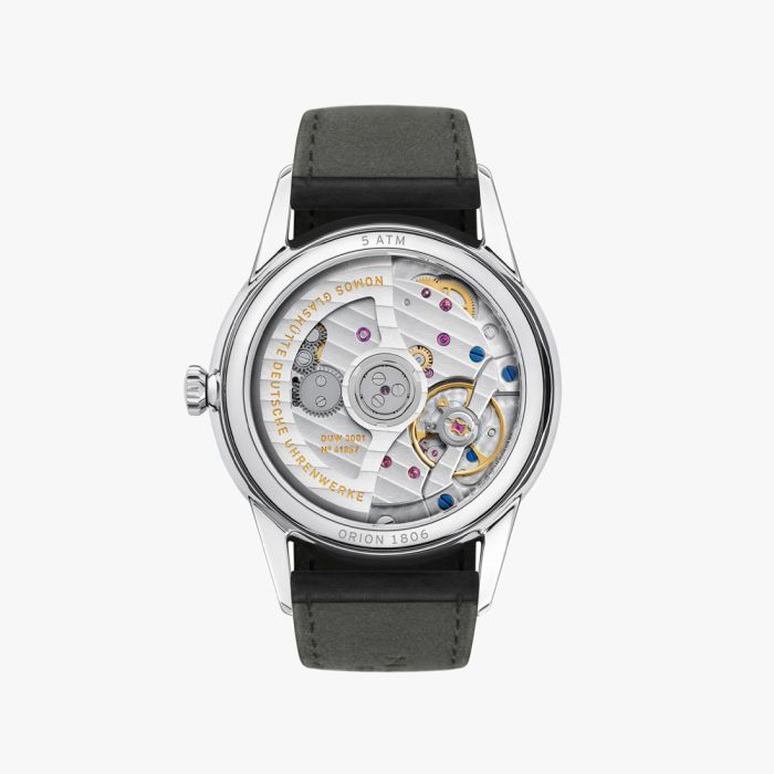 NOMOS  Orion neomatik new black - Glasboden mit Blick auf das Uhrwerk