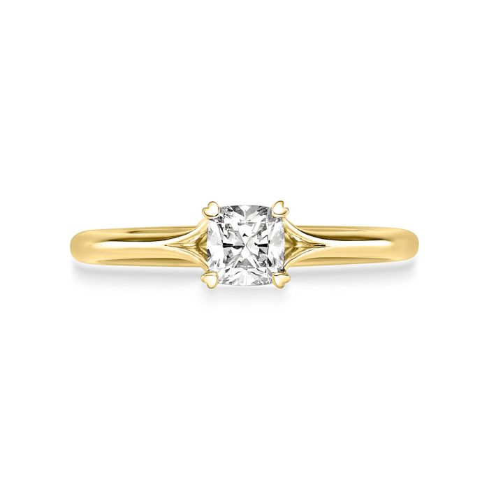 Diamantring 'La Fleur', Gelbgold  - liegende Ansicht