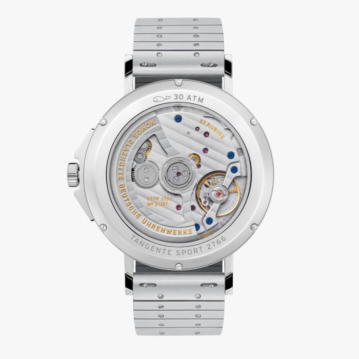 Blick auf das Werk der Tangente Sport neomatik 42 Datum blauschwarz