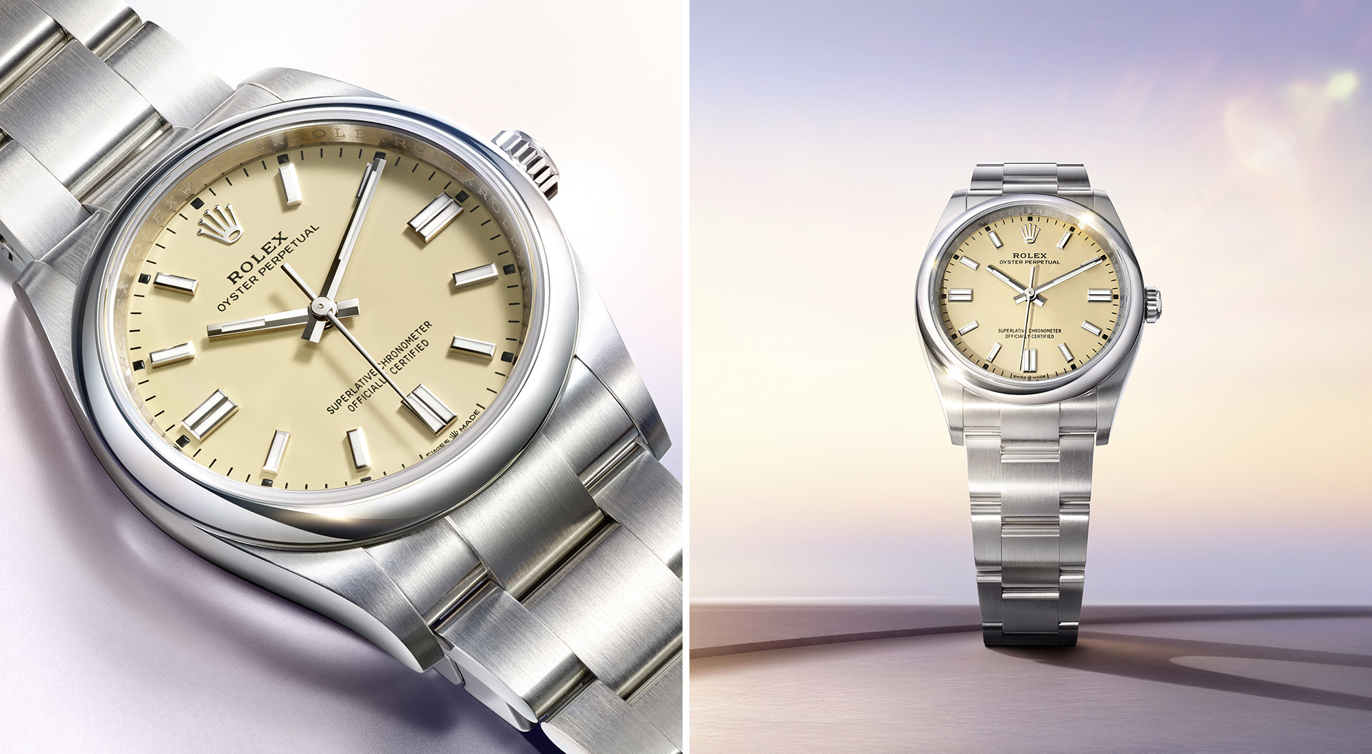Oyster Perpetual mit Zifferblatt in Beige