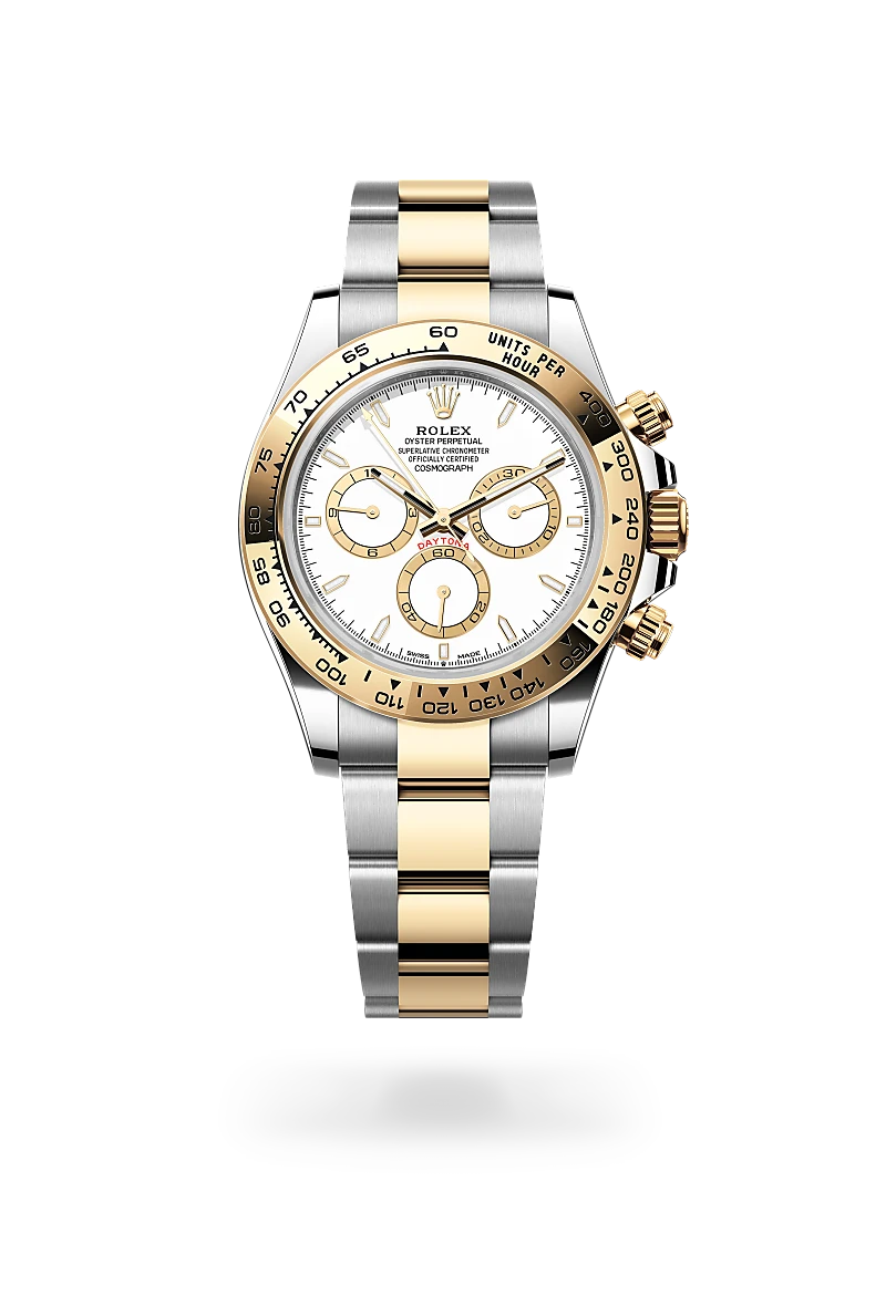 Rolex Cosmograph Daytona, Kratzfestes Saphirglas, Oyster-Band (dreireihig), massive Elemente