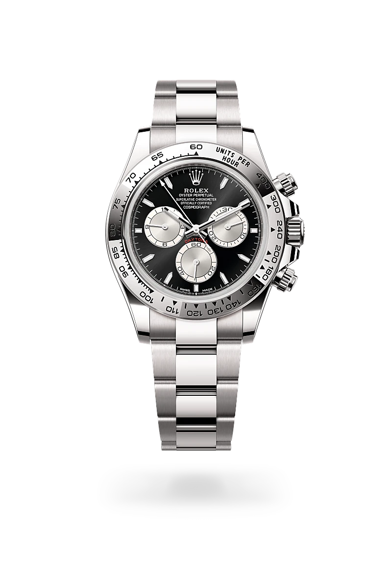 Rolex Cosmograph Daytona, Kratzfestes Saphirglas, Oyster-Band (dreireihig), massive Elemente