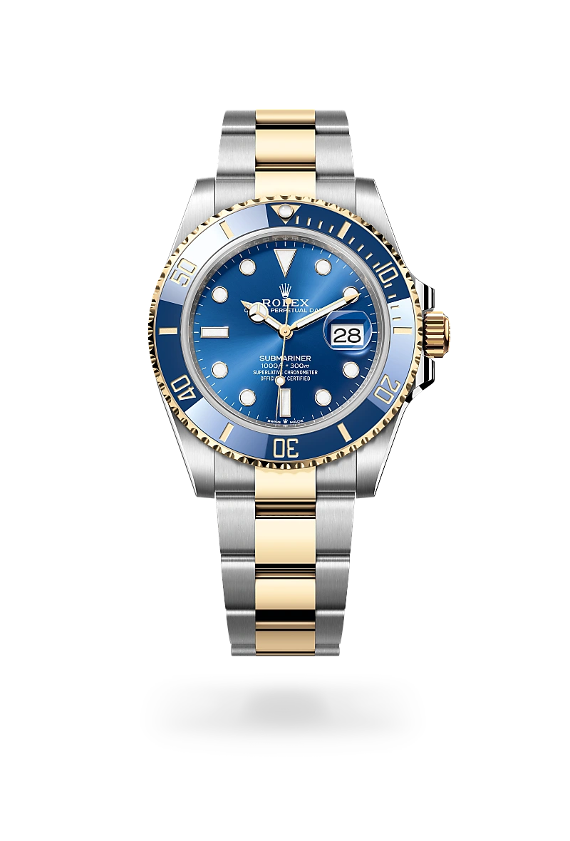 Rolex Submariner Date, Kratzfestes Saphirglas, Zykloplupe zur Vergrößerung des Datums, Oyster-Band (dreireihig), massive Elemente