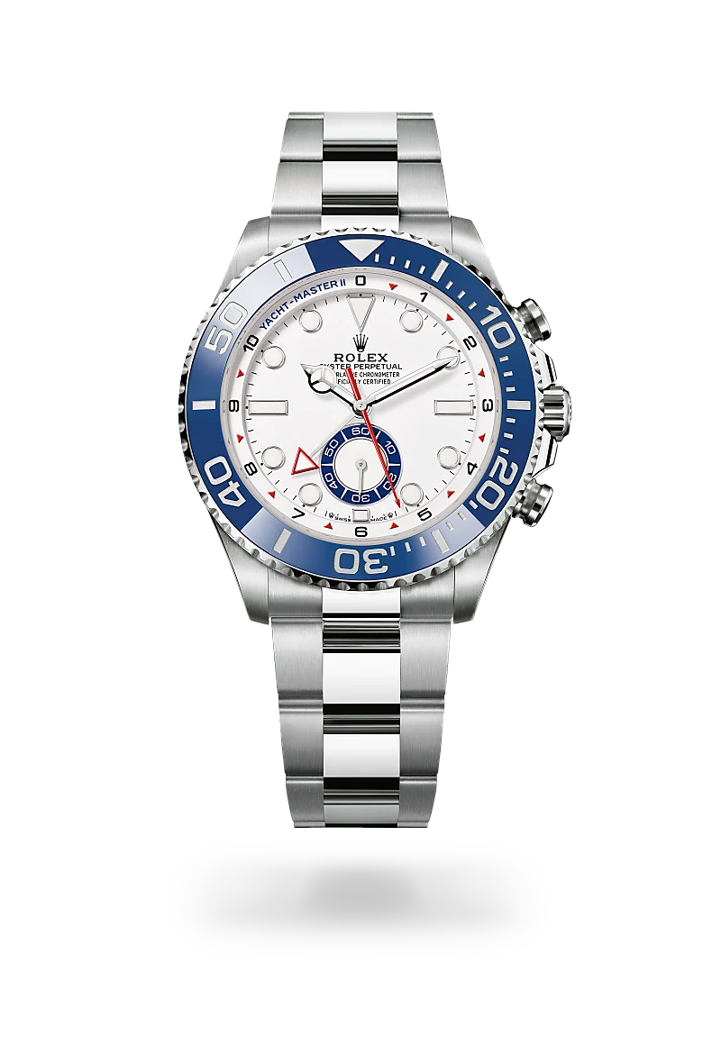 Rolex Yacht-Master II, Kratzfestes Saphirglas, Oyster-Band (dreireihig), massive Elemente