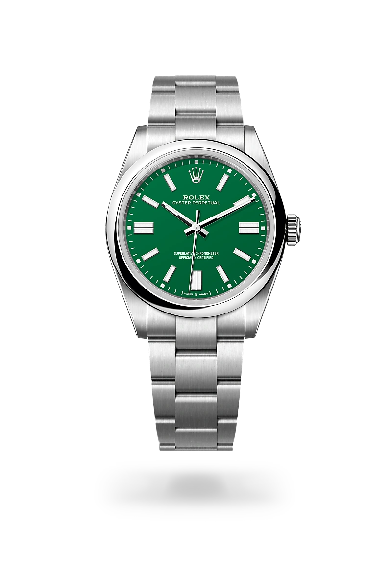 Rolex Oyster Perpetual 41, Kratzfestes Saphirglas, Oyster-Band (dreireihig), massive Elemente