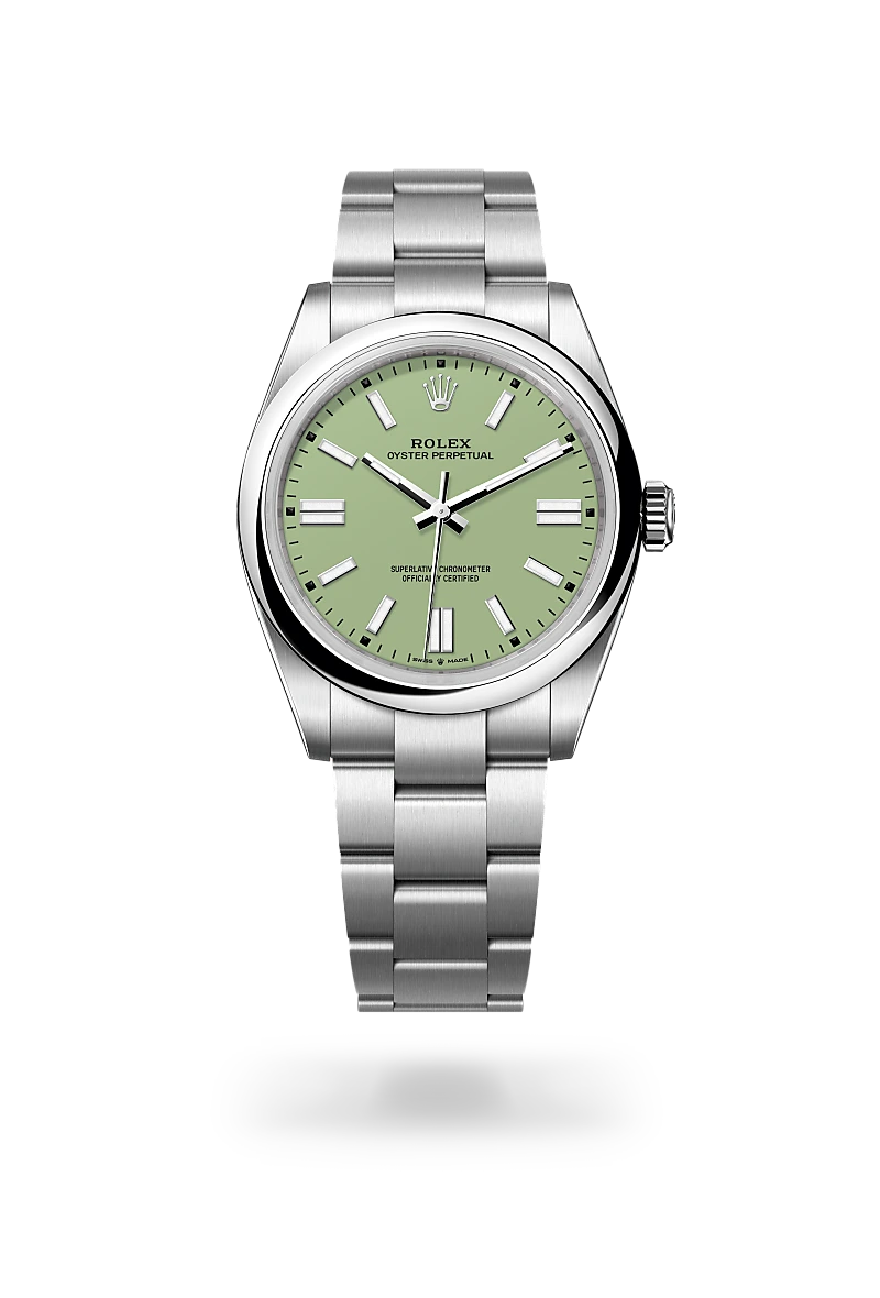 Rolex Oyster Perpetual 41, Kratzfestes Saphirglas, Oyster-Band (dreireihig), massive Elemente