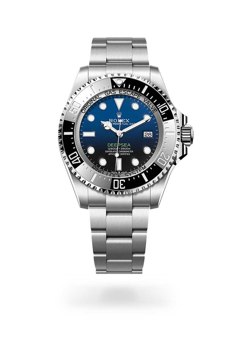 Rolex Rolex Deepsea, Kratzfestes Saphirglas, bombiert, Stärke 5,5 mm, Oyster-Band (dreireihig), massive Elemente