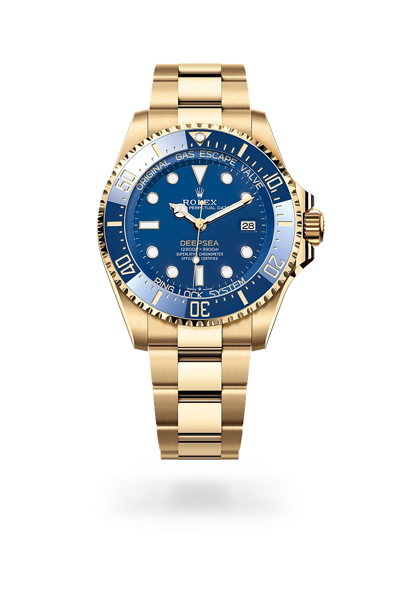Rolex Rolex Deepsea, Kratzfestes Saphirglas, bombiert, Stärke 5,5 mm, Oyster-Band (dreireihig), massive Elemente