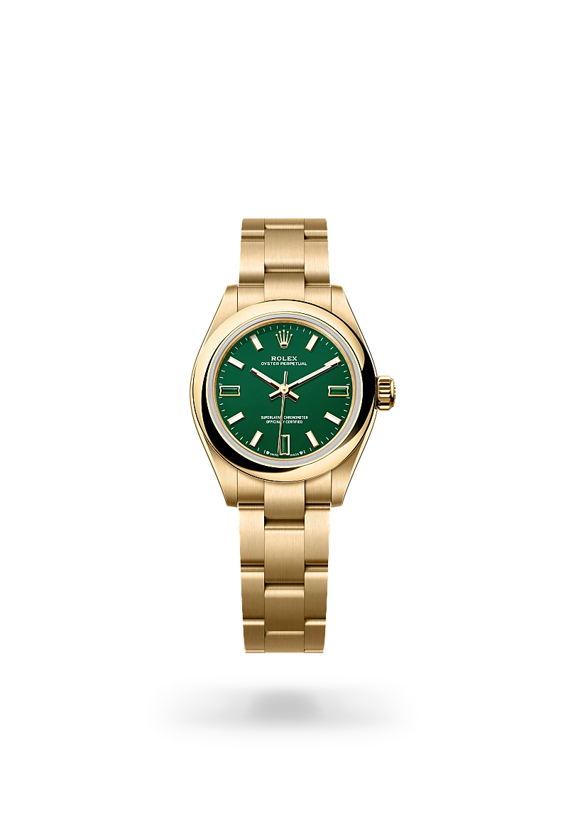 Rolex Oyster Perpetual 28, Kratzfestes Saphirglas, Oyster-Band (dreireihig), massive Elemente