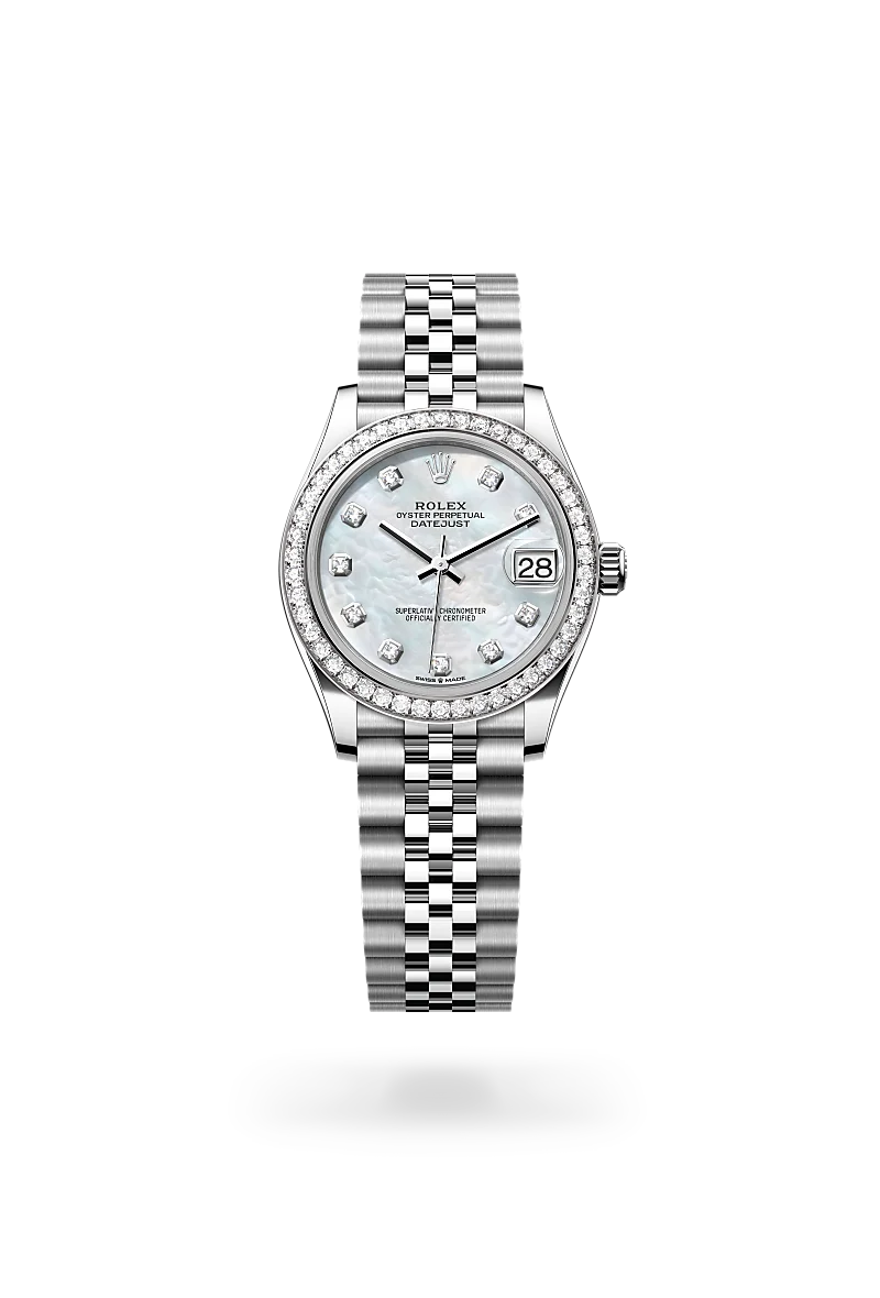 Rolex Datejust 31, Kratzfestes Saphirglas, Zykloplupe zur Vergrößerung des Datums, Jubilee, fünfreihig